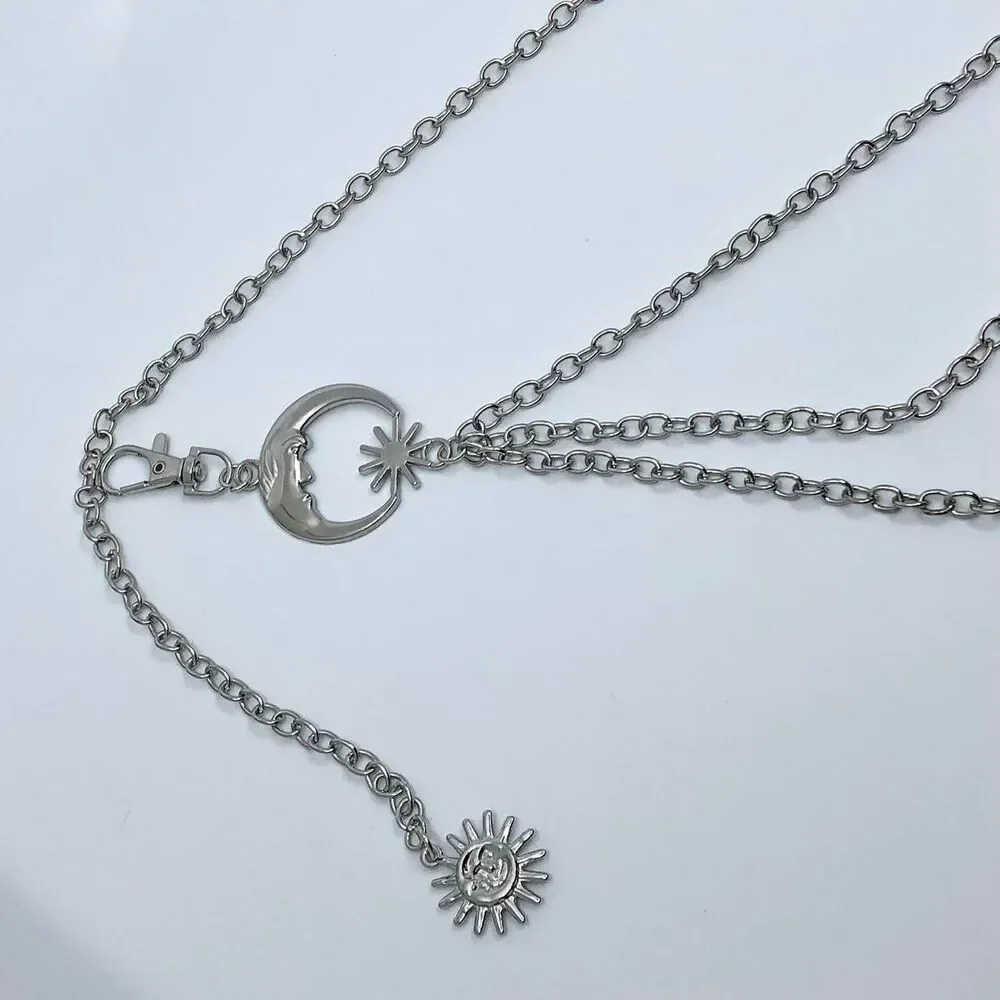 Silver Moon Sun Triple Layer Body Chain Waist Belt, Fits 15–41 Inches, X7GA1236